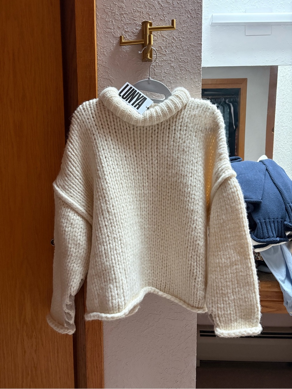 lunya Ivory Oversized Chunky Crewneck Sweater